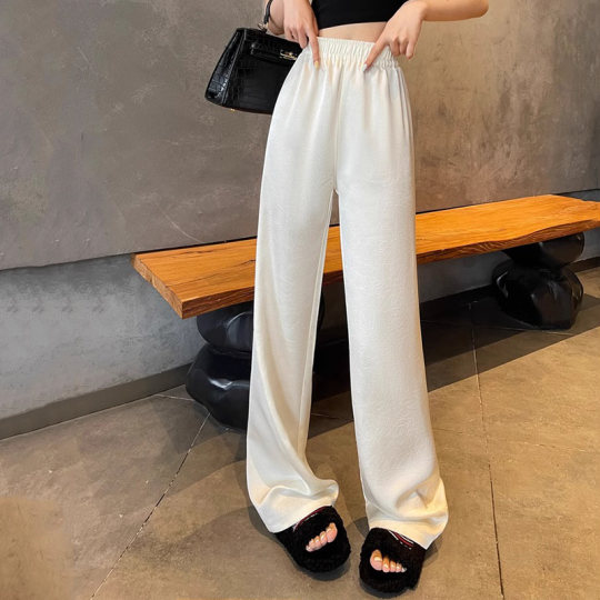 New Chinese style acetate satin white pants for women's pants