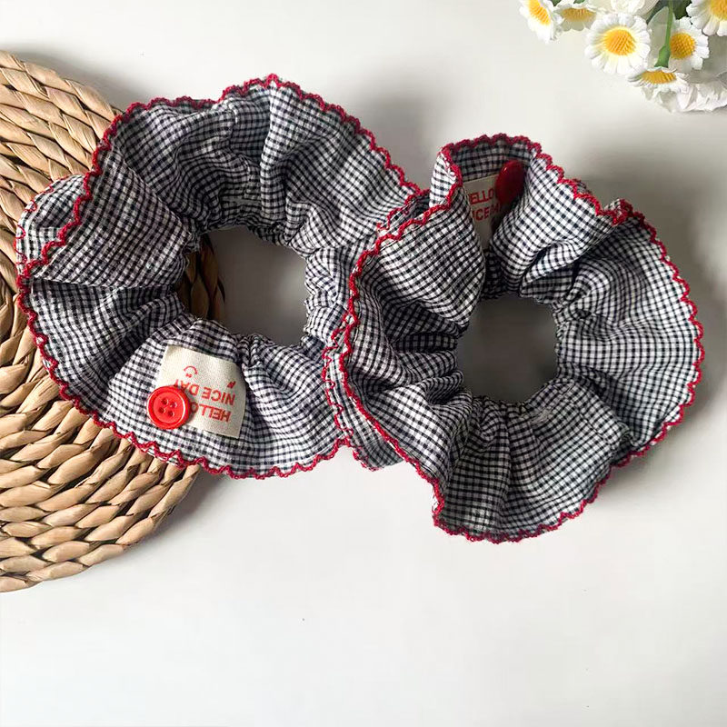 韩系双层小格子大肠发圈女气质扎头发丸子头发绳侧低马尾头绳发饰,淘宝优惠券,粉丝福利购,淘宝优惠卷