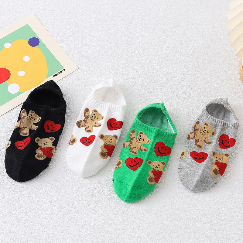 小熊夏季爱心浅口防滑不掉跟女短袜 天天特卖工厂店船袜