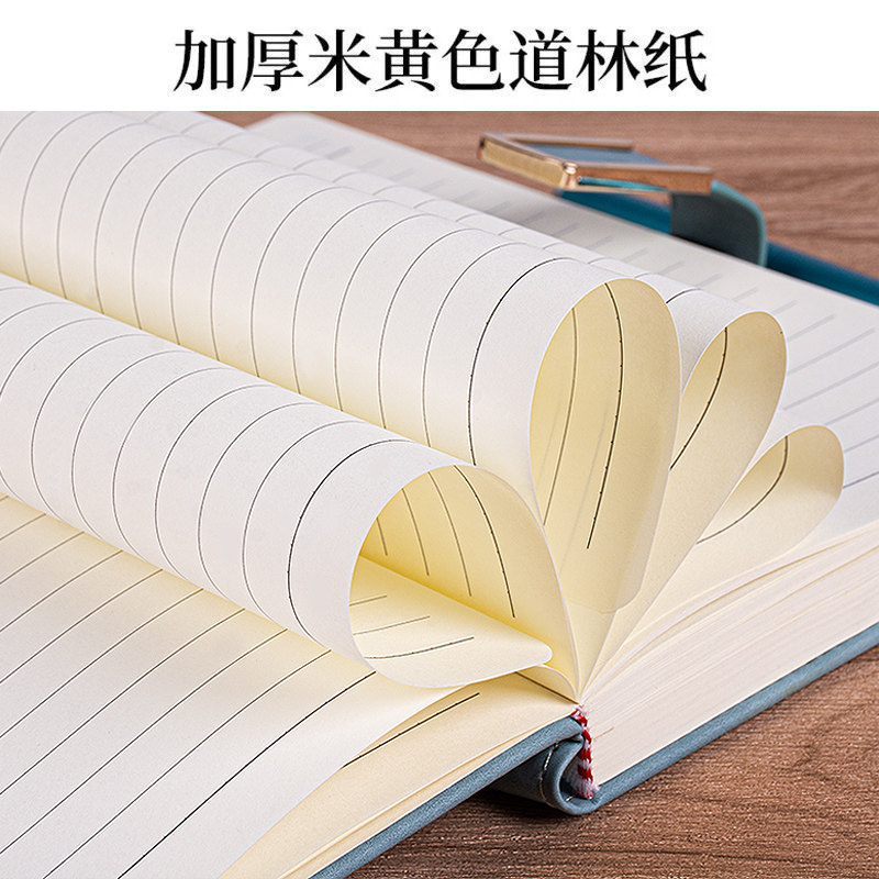 笔记本子加厚带扣皮质记事本商务人士简约大学生a5会议记录本文艺精致复古日记本办公用超厚工作厚本子皮面