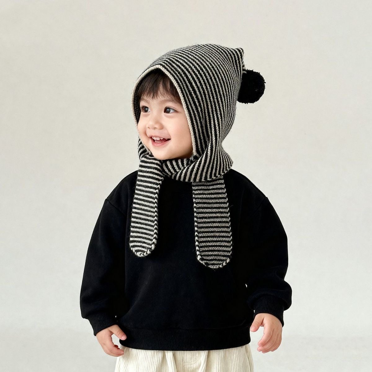 儿童帽子围巾一体秋冬季保暖防风男孩女童针织毛线帽宝宝护耳帽,淘宝优惠券,粉丝福利购,淘宝优惠卷