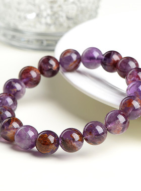 天然紫幽灵手串 能量款时尚紫色极光手链