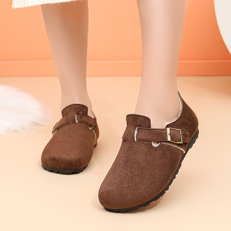 3厘米勃肯鞋女2025新款冬季厚底加绒一脚蹬平底鞋毛绒舒适防滑,淘宝优惠券,粉丝福利购,淘宝优惠卷