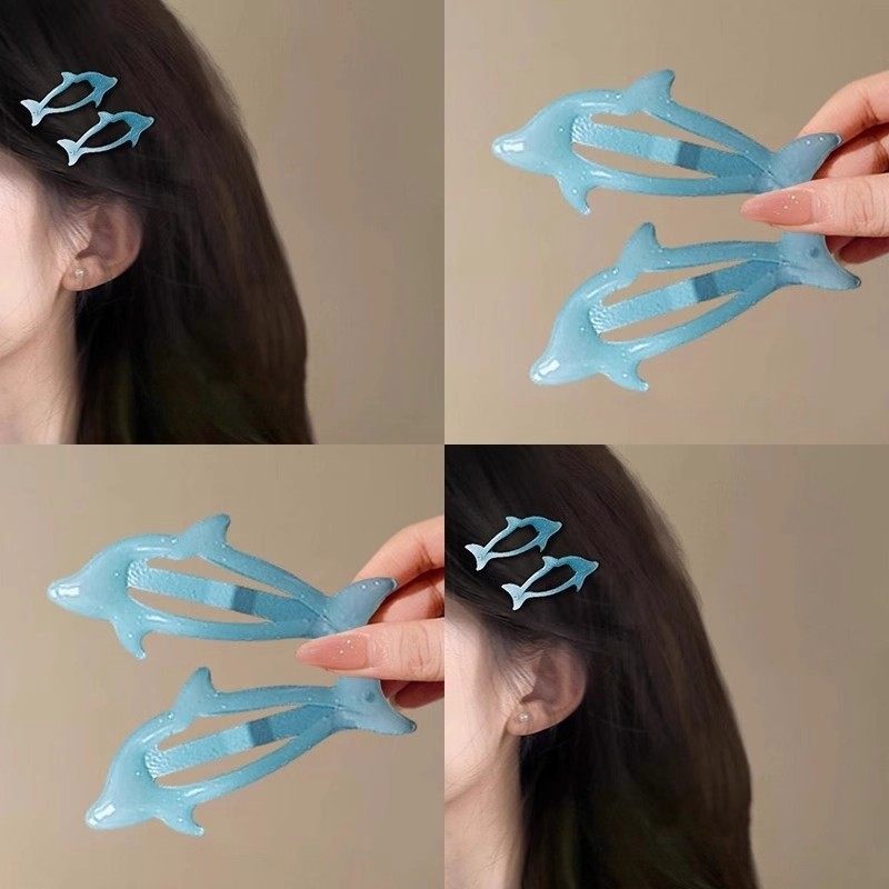 多巴胺蓝色海豚发夹女2025新款前额刘海侧边夹可爱发卡后脑勺发饰,淘宝优惠券,粉丝福利购,淘宝优惠卷