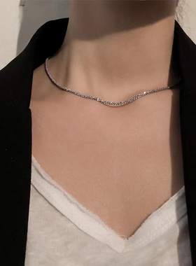 s925足银满天星项圈颈带小众项链女简约网红气质锁骨链潮颈链轻奢