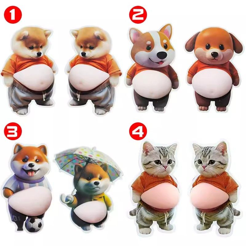 大肚皮小狗3d款立体墙面贴纸捏捏乐可爱创意解压玩具家居柴犬冰箱贴柴犬立体贴纸柯基图案汽车开门防撞贴,淘宝优惠券,粉丝福利购,淘宝优惠卷