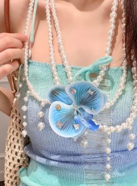 度假风蝴蝶兰串珠腰链女气质项链海边出片穿搭裙子配饰腰带身体链