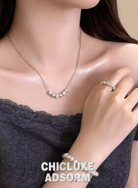 小众气质轻奢高级感法式复古小香风优亮仿珍珠锁骨链优雅温柔项链