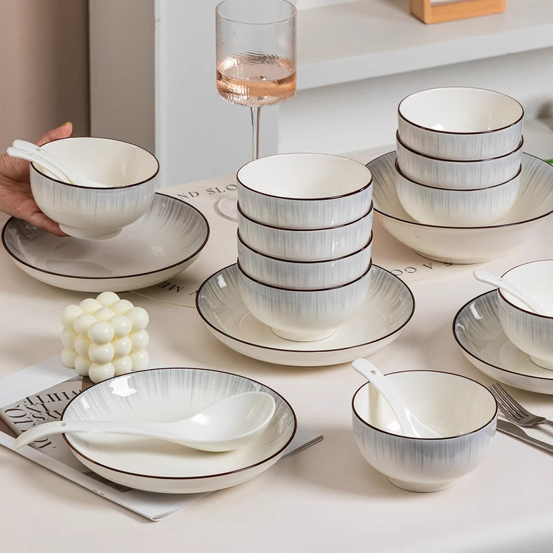 陶瓷碗家用2025新款高颜值饭碗餐具套装釉下彩碗碟套装小碗筷碗具,淘宝优惠券,粉丝福利购,淘宝优惠卷