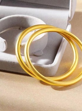 古法传承黄金色手镯实心仿真素圈镯子沙金三金手环首饰手链镀金