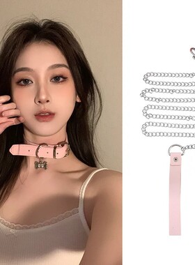 铃铛项圈女m项链牵引绳脖子颈链颈带人戴choker情趣sm圣诞节摇铃