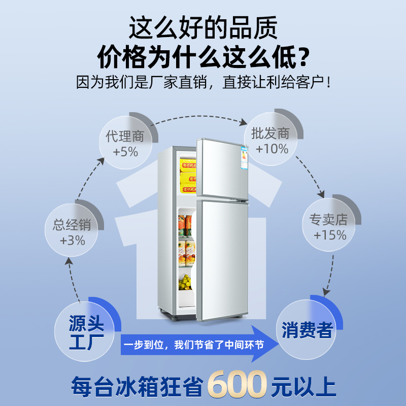 Heiai冰箱风冷无霜一级能效家用冷冻冷藏租房用小型直冷超薄立式 - 图1
