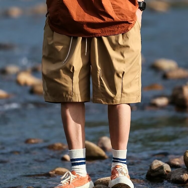 美式工装短裤男夏季户外山系穿搭登山五分裤机能风大口袋冲锋裤子 - 图0