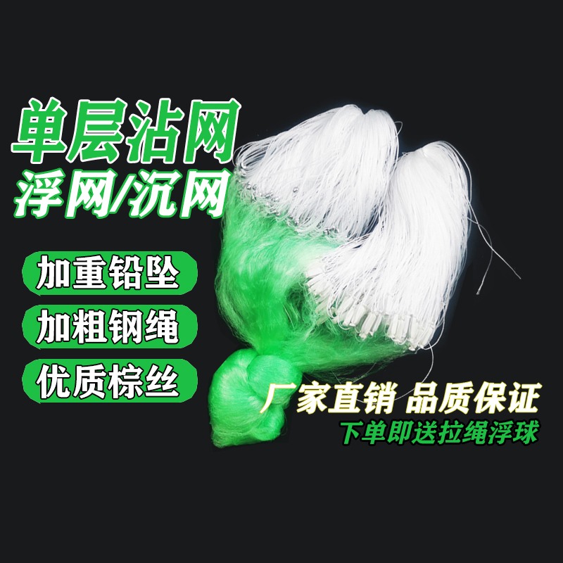 鱼网粘网丝网渔网沉网单层浮网挂网鲫鱼网白条网小鱼网捕鱼网沾网 - 图0