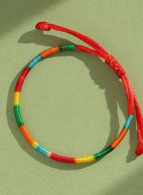 端午节儿童五彩绳宝宝脚链手工编织五色手绳红绳礼物五彩绳子