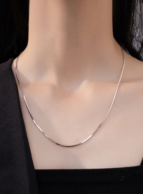 S925银方形蛇骨链素链四方蛇骨链锁骨链男女配链Snake bone chain