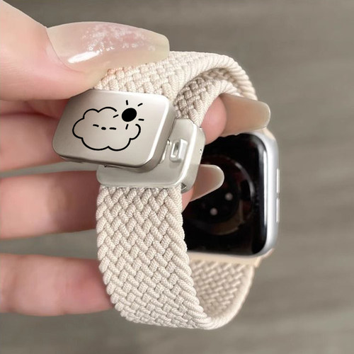 适用小米手环9pro表带智能手环8pro腕带运动红米watch4/5表带男透气大耳狗女新款磁吸尼龙编织替换通用配件夏 - 图3