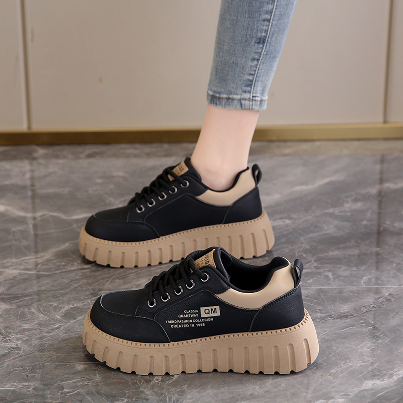 踩屎感厚底板鞋鞋子女鞋秋冬季2025新款女加绒保暖棉鞋休闲运动鞋 - 图2