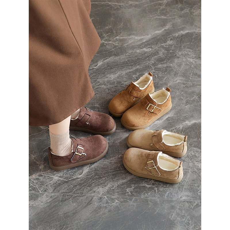 赵露思同款加绒勃肯鞋女鞋冬季一脚蹬平底休闲鞋软底豆豆鞋单鞋,淘宝优惠券,粉丝福利购,淘宝优惠卷