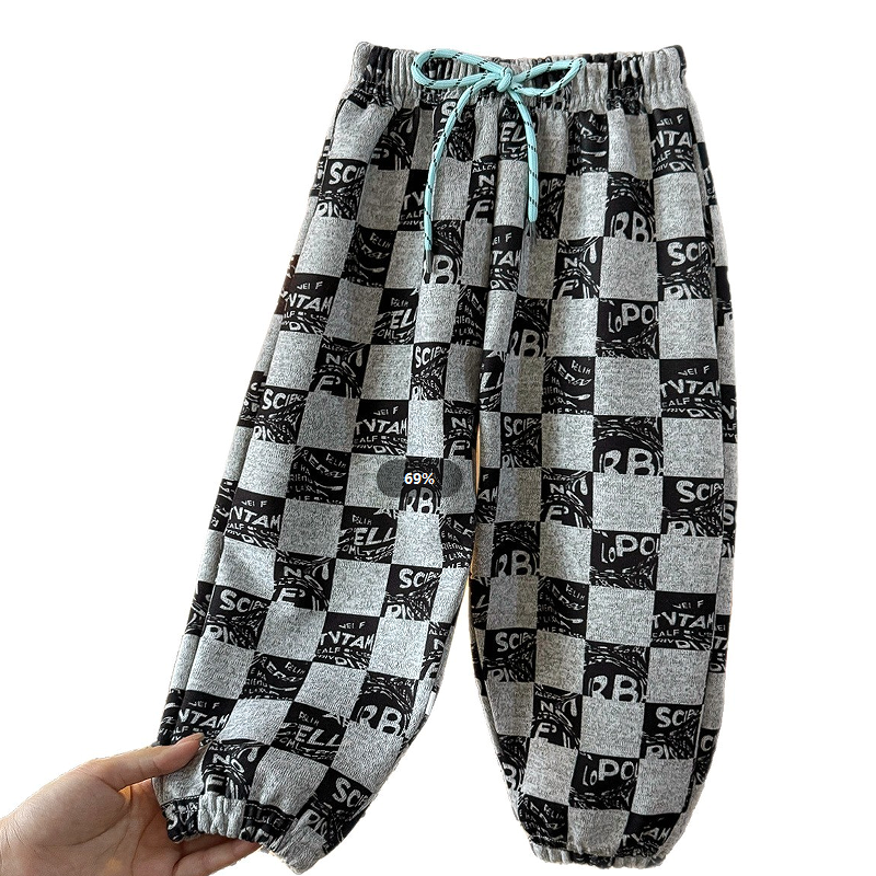 新款儿童春秋款卫裤男童运动裤女童休闲裤中大童束腿裤条纹双11 - 图3