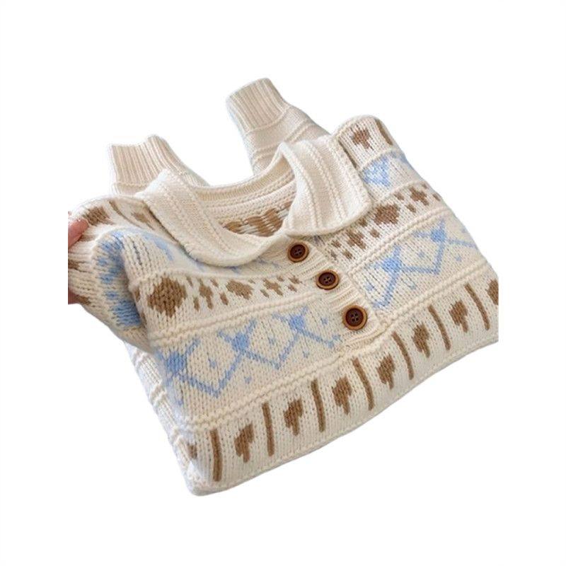 软糯提花费尔岛毛衣女春秋季2025新款大码内搭翻领针织衫上衣,淘宝优惠券,粉丝福利购,淘宝优惠卷