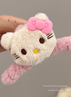 可爱小猫毛绒发夹女2024新款