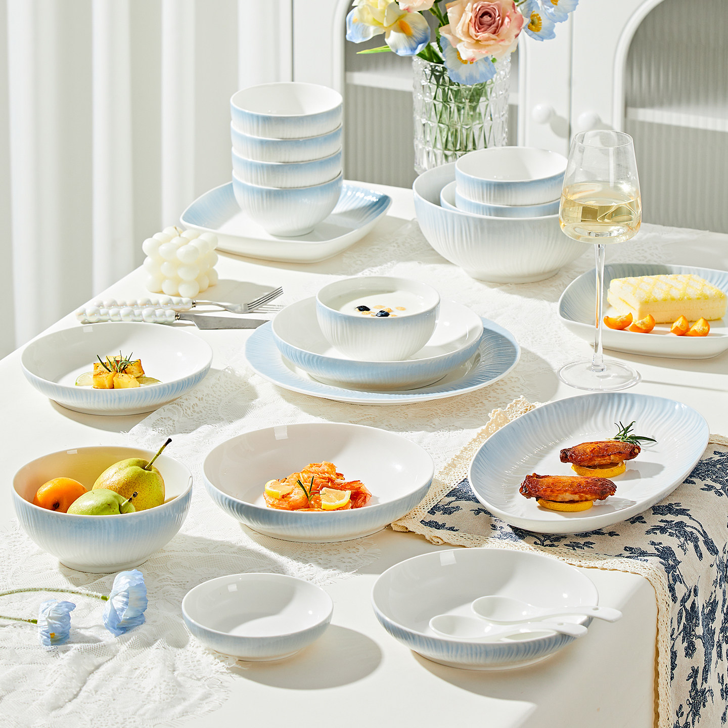 陶瓷餐具套装2025新款高颜值好看的碗碟套装家用盘子饭碗可微波炉,淘宝优惠券,粉丝福利购,淘宝优惠卷