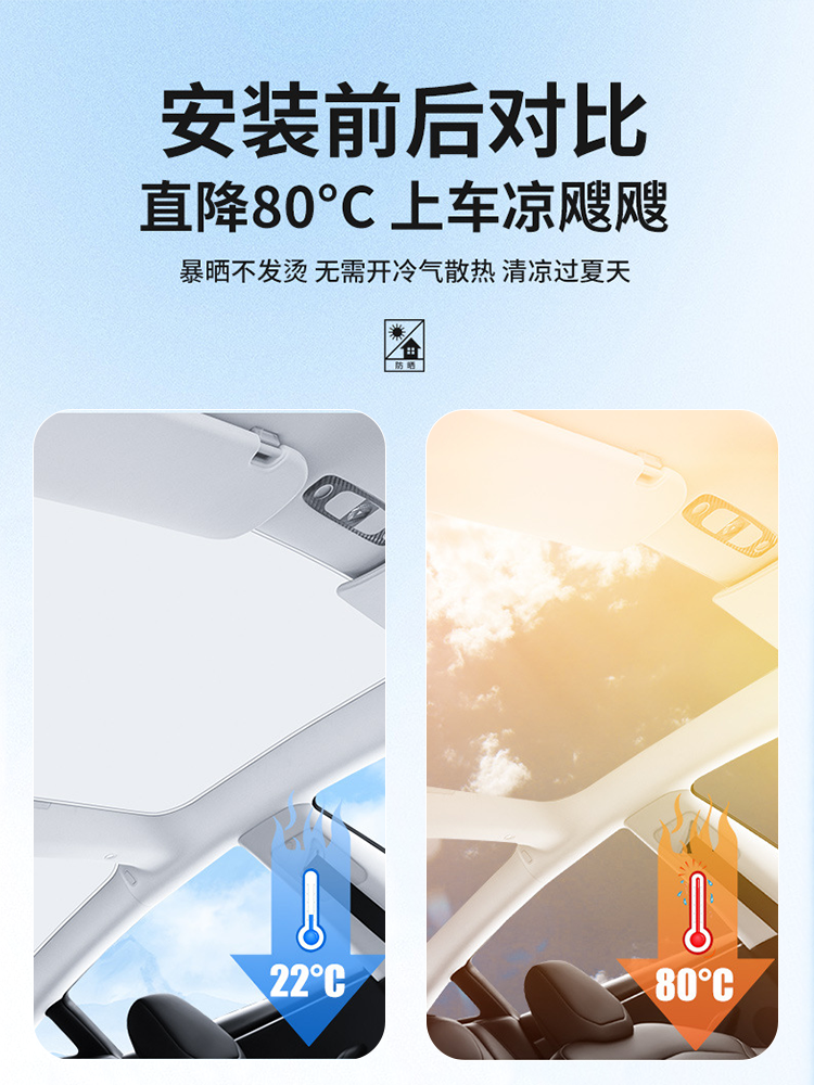 适用特斯拉遮阳帘挡板modely/3焕新版车顶部防晒隔热天窗幕丫配件 - 图1