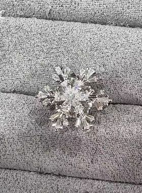 超好看的可旋转雪花戒指重工精致设计感轻奢小众独特碎碎冰食指戒