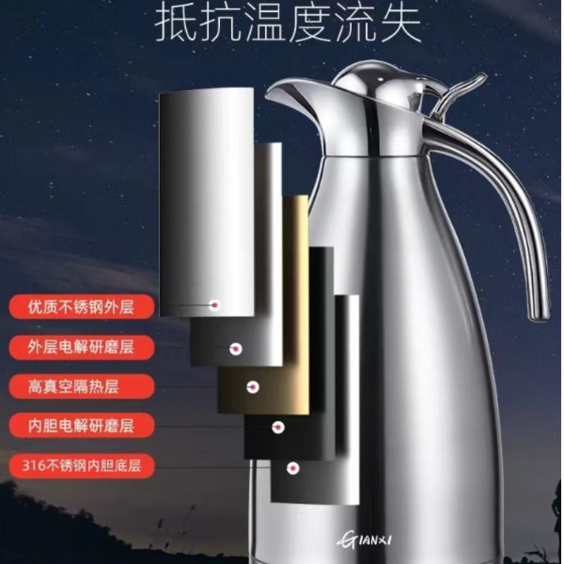 保温壶家用不锈钢暖水壶2.0L大容量开水保暖壶宿舍热水瓶茶壶暖瓶 - 图0