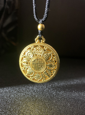 沙金八宝罗盘男女款吊坠不掉色