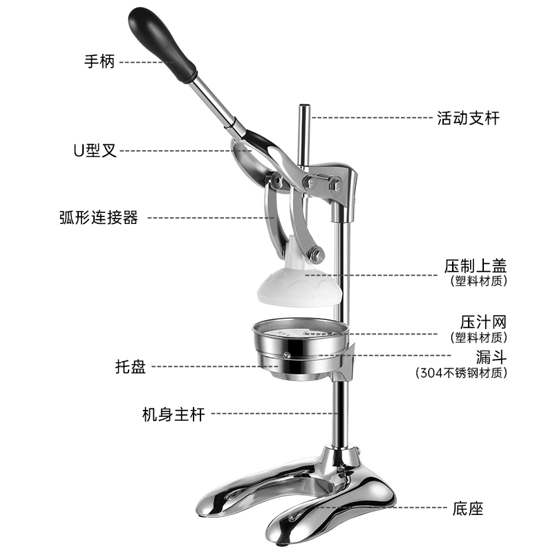 手动榨汁机平头手压炸西瓜压汁器商用专用摆摊鲜榨橙汁平口挤橙子-图2