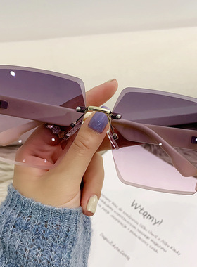 2026新款无框太阳镜女切边驾驶遮阳镜复古大框大脸显瘦防紫外线
