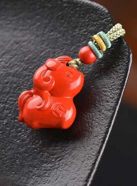 正品本命年朱砂马上有钱吊坠挂件男女款礼颈饰高含量辰砂马年大吉
