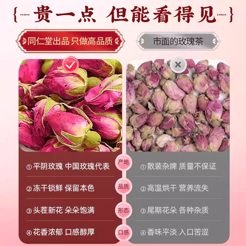 南京同仁玫瑰花平阴特级大朵重瓣红玫瑰桂圆枸杞玫瑰花茶冻干精油,淘宝优惠券,粉丝福利购,淘宝优惠卷