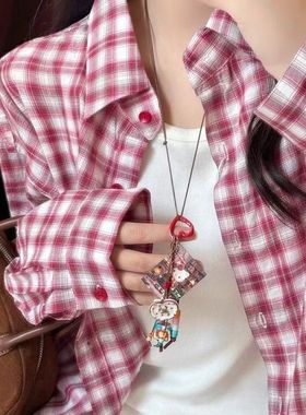 多巴胺星星吊坠项链女2025新款小众设计感可爱卡通长款毛衣链配饰