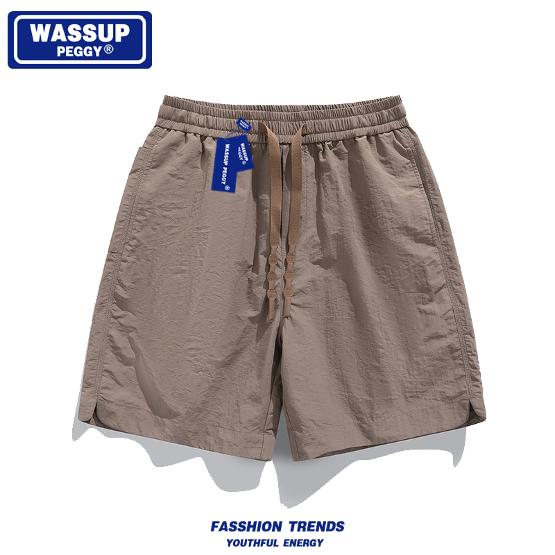 WASSUP PEGGY冰丝速干短裤男夏季外穿薄款运动五分裤美式休闲中裤 - 图1