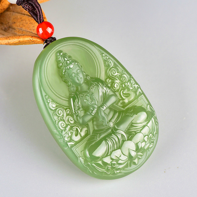 Send Xinjiang Hotan Calcite Jade South China Sea Guanyin Bodhisattva Jade Pendant Men's Guanyin Necklace Raw Stone Suet