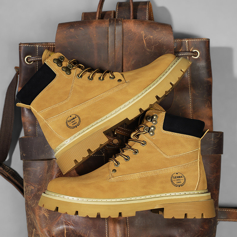 森马复古高帮马丁靴男士2026季真皮英伦风工装鞋大黄靴子新款防滑,淘宝优惠券,粉丝福利购,淘宝优惠卷