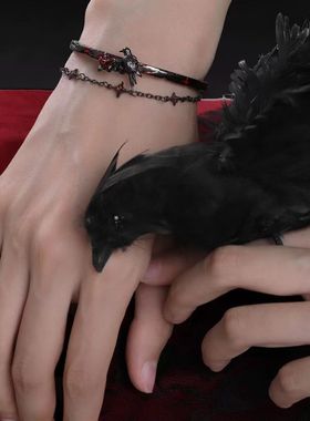 渡鸦系列乌鸦手镯暗黑风甜酷星芒双层手链y2k高级感个性手环