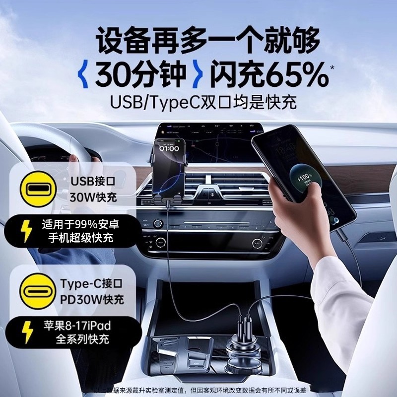 车载充电器手机超级快充点烟器一拖二转换插头快速车充插座汽车用,淘宝优惠券,粉丝福利购,淘宝优惠卷