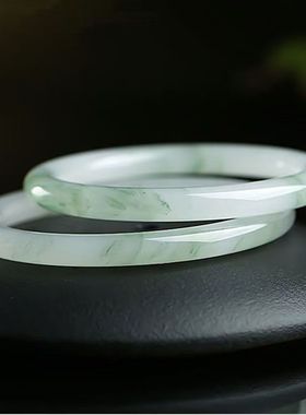 爆款仿天山翠手镯女款细条玉镯冰透飘花款小众细圆条镯子紫罗兰