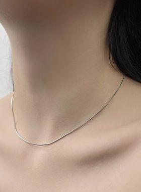 简约小众高级感钛钢蛇骨链项链男生潮牌百搭素链美式嘻哈女锁骨链