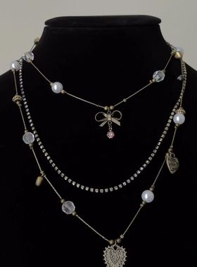 中古vintage爱心项链新款2024爆款复古古着锁骨链女高级感颈链潮