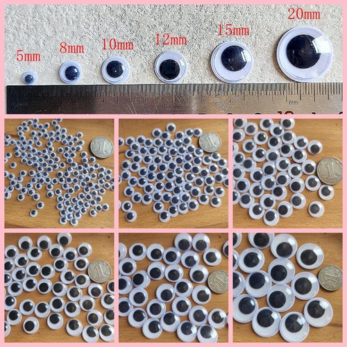 黑白彩色活动眼珠动物眼睛贴纸diy手工立体动动眼材料配件创意 - 图2