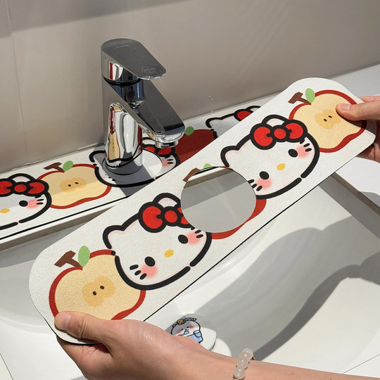 可爱kt水龙头沥水垫软硅藻泥吸水垫厨房卫生间边缘洗手台吸水垫