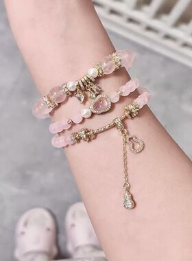 小红书爆款金粉世家粉串珠手链轻奢高级感小众手串甜美显富贵送礼