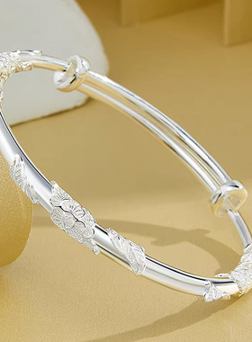 六桂福珠宝繁花似锦银手镯