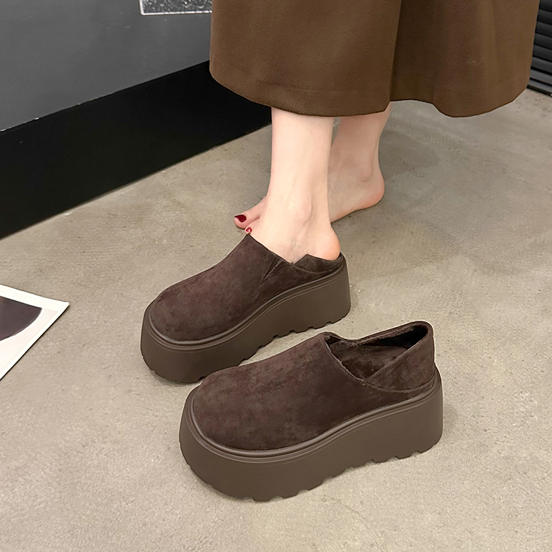 厚底增高勃肯鞋女鞋2025新款春秋冬雪地靴乐福鞋加绒保暖博肯单鞋 - 图2