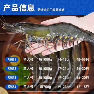 超便宜！龙霸特大黑虎虾2斤装[38元优惠券]-寻折猪